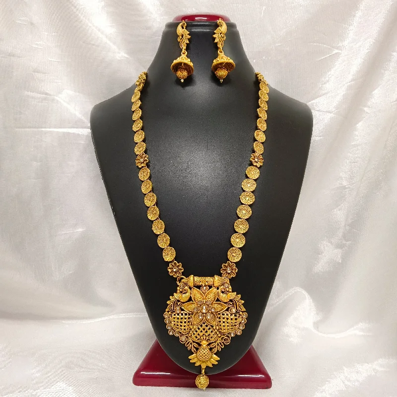 gold necklaces for women -Darshana Jewels Kundan Stone Gold Plated Necklace Set