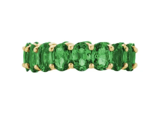 eternity rings for women -18k Yellow Gold Tsavorite Garnet Eternity Band