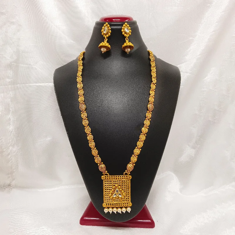 birthstone necklaces for women -Darshana Jewels Kundan Stone Gold Plated Necklace Set