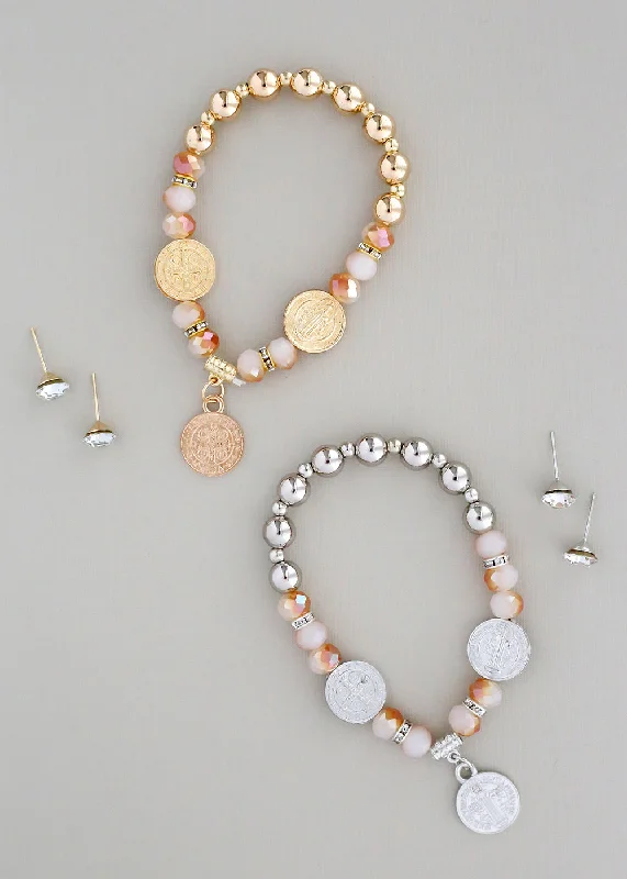 moon phase bracelets for women -St. Benedict Bead Bracelet