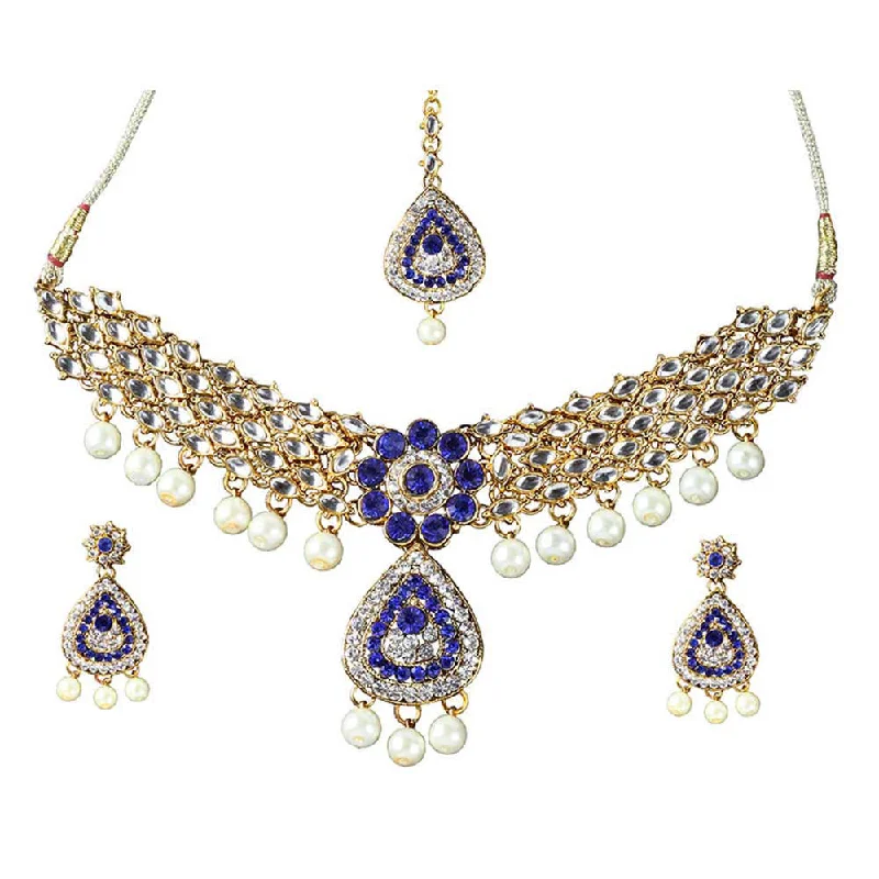 chain necklaces for women -Darshana Jewels Gold Plated Austrian Stone Necklace Set