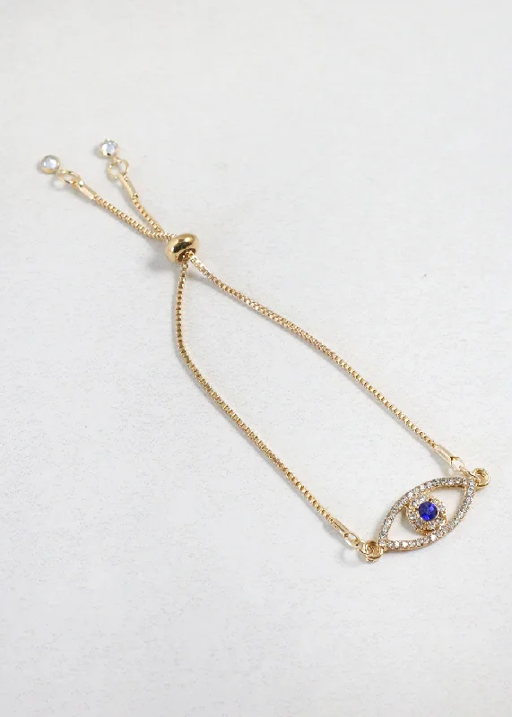 cuff bracelets for women -Elegant Gold Evil Eye Bracelet