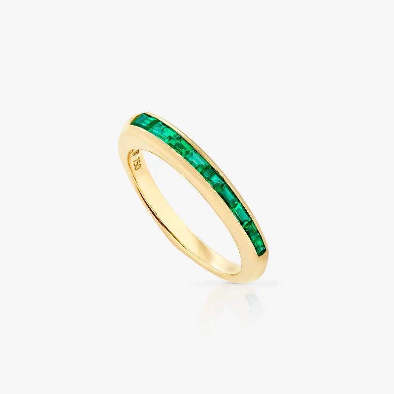 cubic zirconia eternity rings for women -Emerald Baguette Stacking Ring