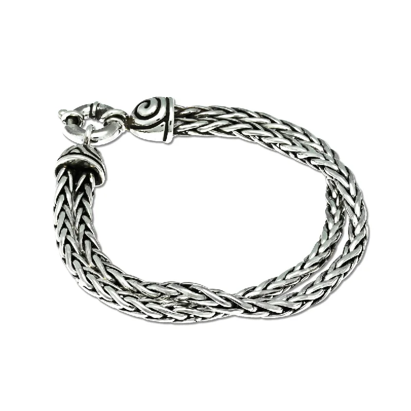 stylish silver bracelets for women -Thin Double Swirl Bracelet