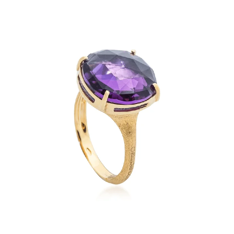 elegant rings for women -18k Yellow Gold Amethyst Jaipur Ring