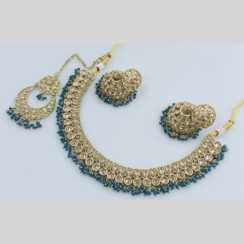 classic pearl strand necklaces -Manisha Jewellery Gold Plated Crystal Stone And Pearls Necklace Set