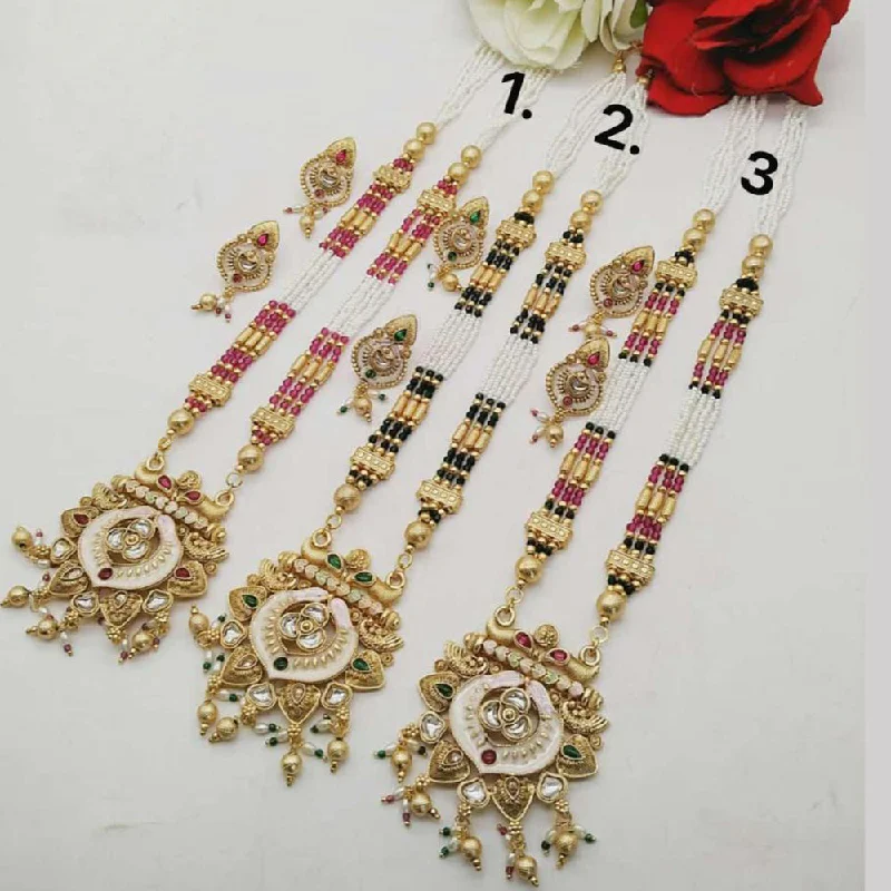 delicate necklaces for women -FS Collection Gold Plated Long Necklace Set (1 Piece Only Assorted Design)