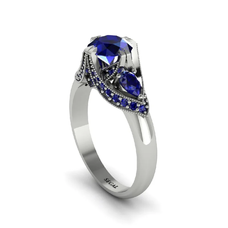 Sapphire Vintage Round Cut Engagement Ring - Kali No. 75