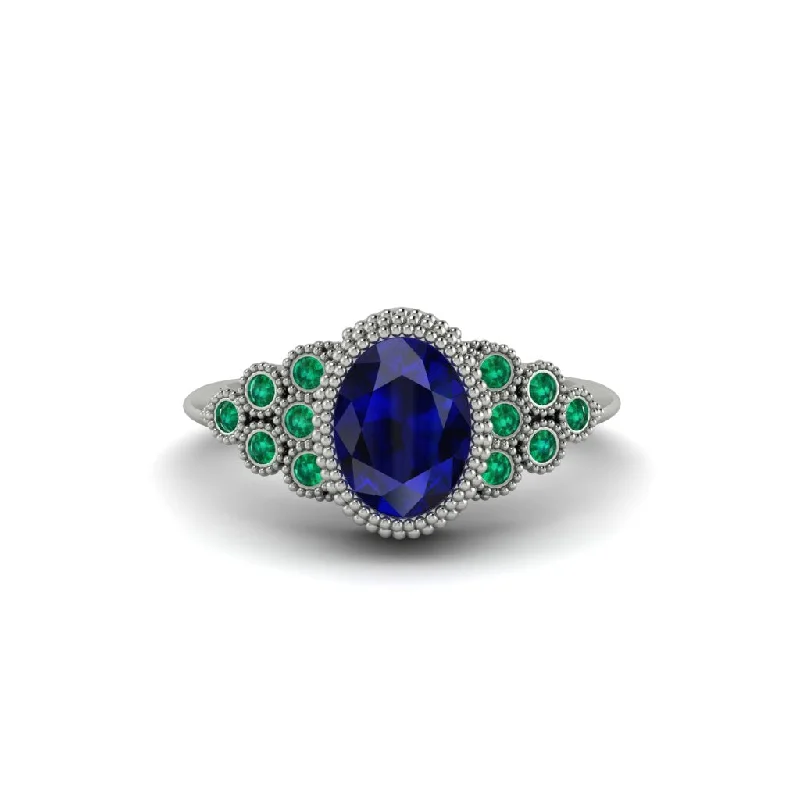 Emerald Milgrain Beaded Bezel Engagement Ring - Stacy No. 30