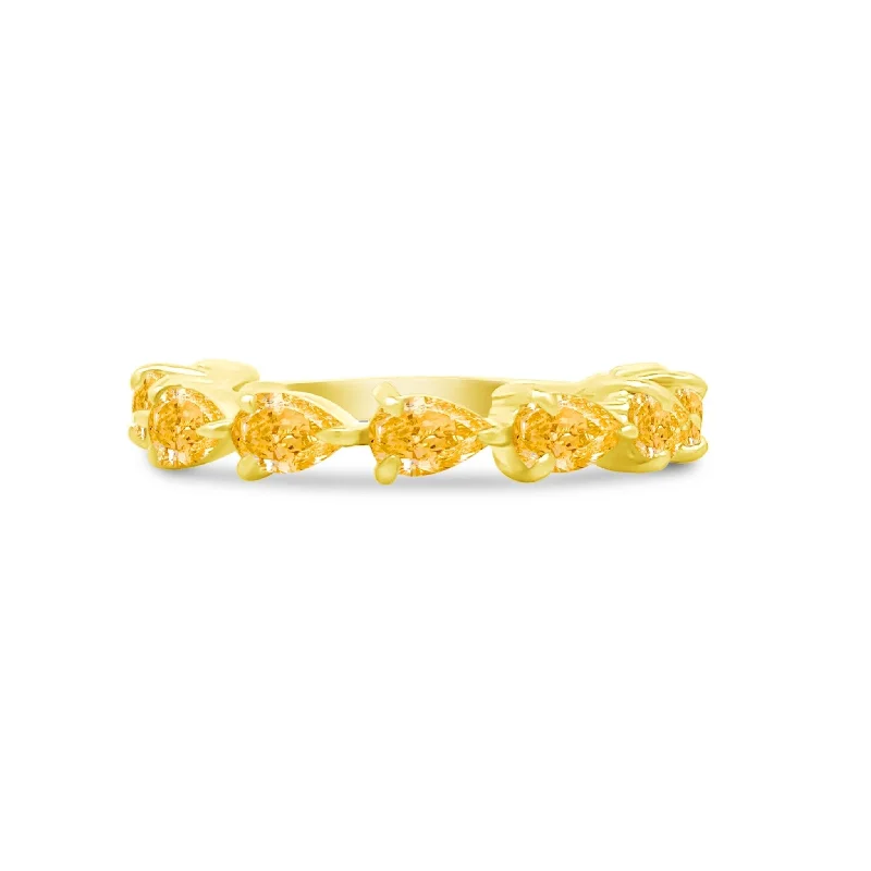 classic rings for women -Large Citrine Chasing Pear Band