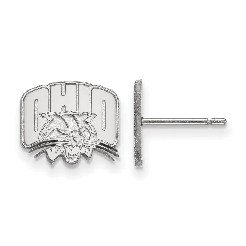 small huggie earrings for women -Sterling Silver Ohio University XS (Tiny) Logo Post Earrings