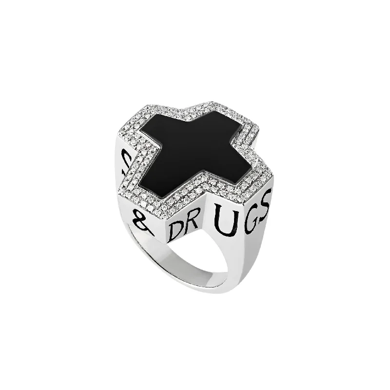 oval stone rings for women -Sex & Drugs & Rock & Roll Ring in Black Onyx