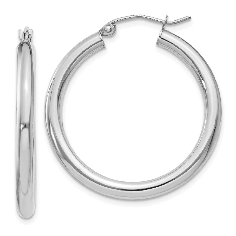 small stud earrings for women -3mm, 14k White Gold Classic Round Hoop Earrings, 30mm (1 1/8 Inch)