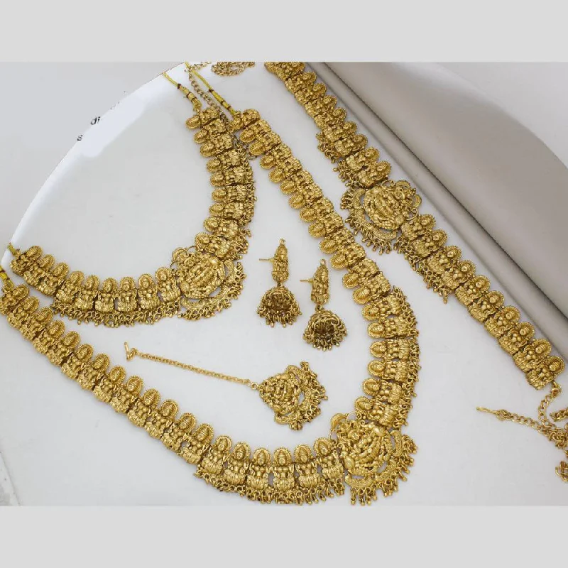 open heart necklaces for women -Manisha Jewellery Gold Plated Temple Semi Bridal Necklace Set