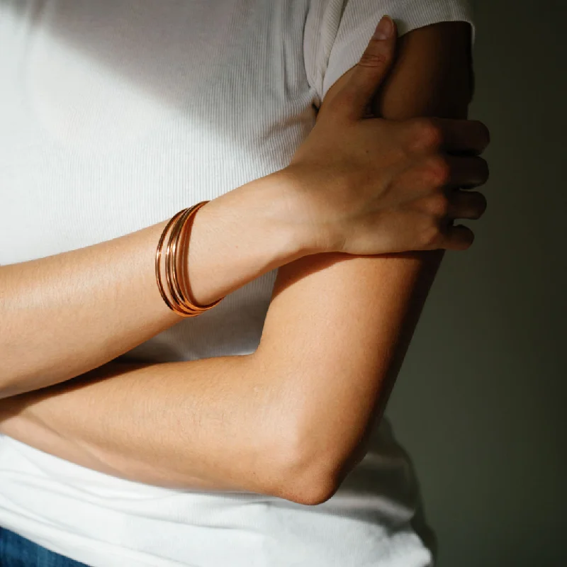 minimalist chain bracelets for women -Rose Gold Luxe Bangle Bracelets