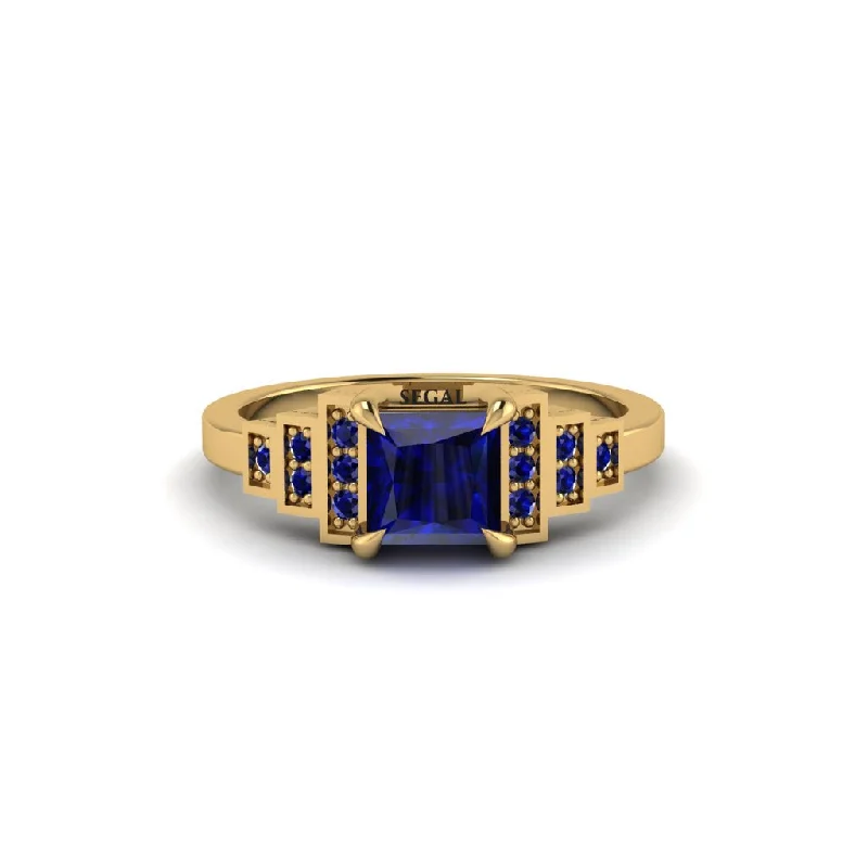 Sapphire Geometric Princess Cut Engagement Ring - Thea No. 73