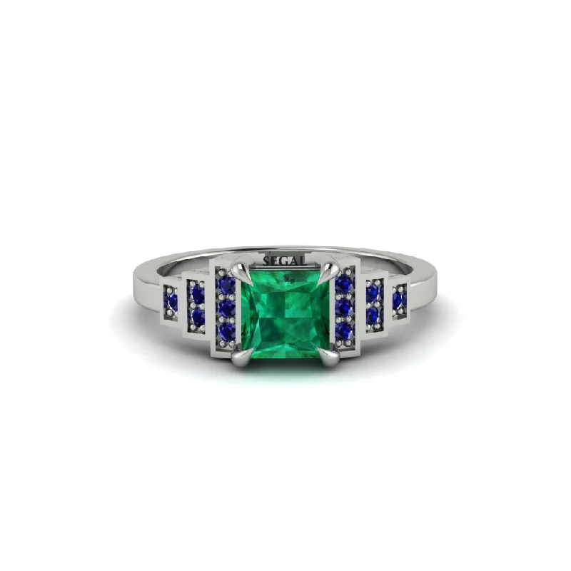 Emerald Geometric Princess Cut Engagement Ring - Thea No. 66