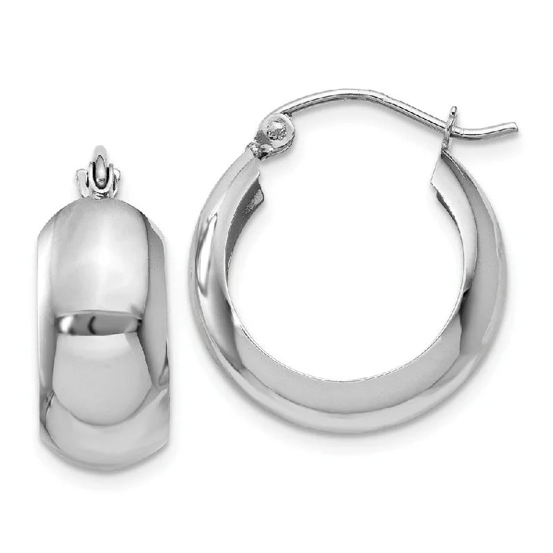 handcrafted earrings for women -7mm, 14k White Gold Half Round Hoop Earrings, 18mm (11/16 Inch)