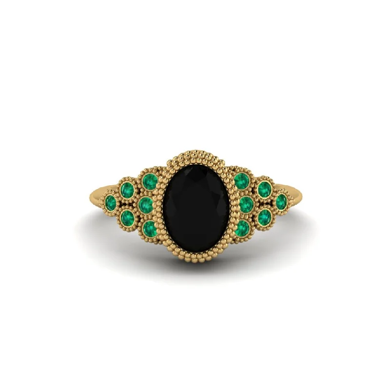 Emerald Milgrain Beaded Bezel Engagement Ring - Stacy No. 22