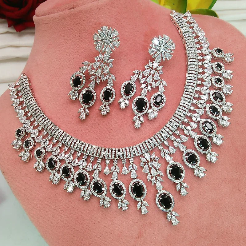 stylish necklaces for women -Everlasting Quality Jewels Silver Plated AD Necklace Set