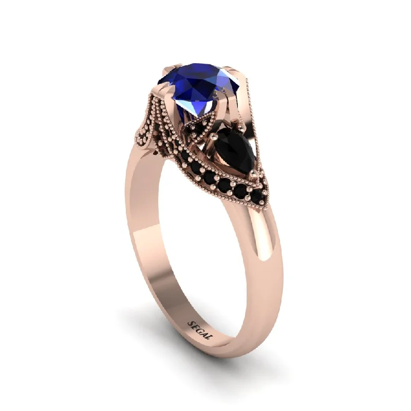 Sapphire Vintage Round Cut Engagement Ring - Kali No. 44