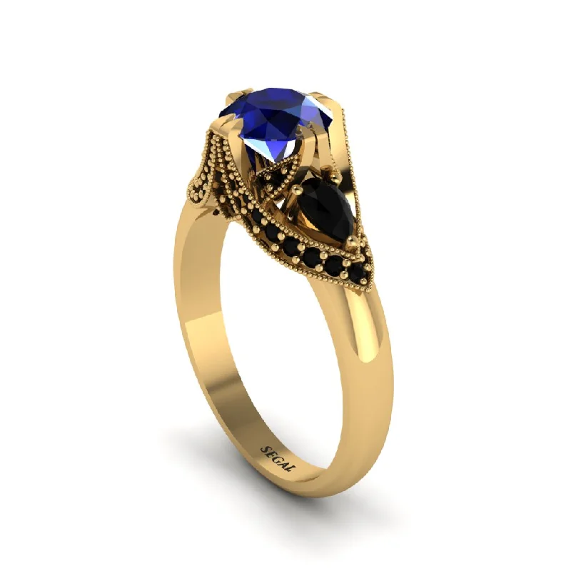 Sapphire Vintage Round Cut Engagement Ring - Kali No. 43