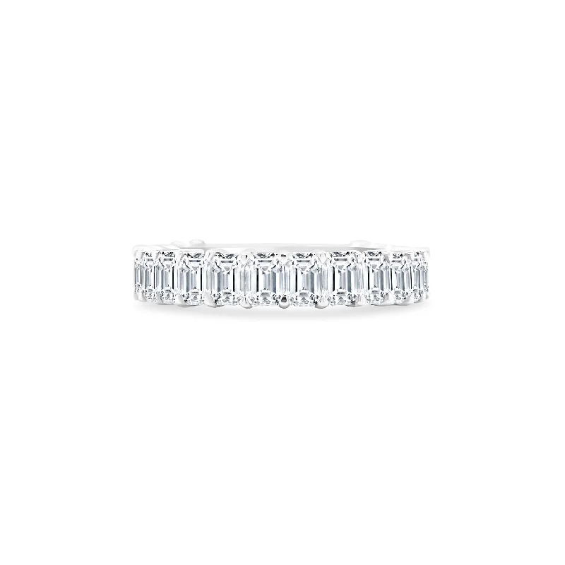 opal rings for women -North/South Emerald Cut Diamond Band