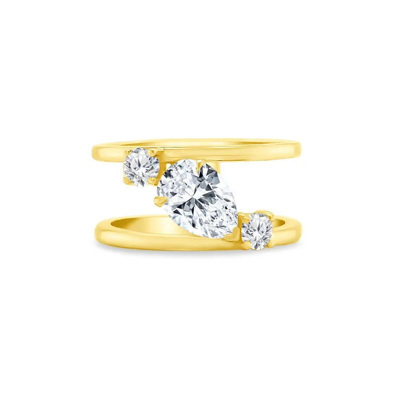 stacking thin rings for women -Gold & Diamond Cage Band