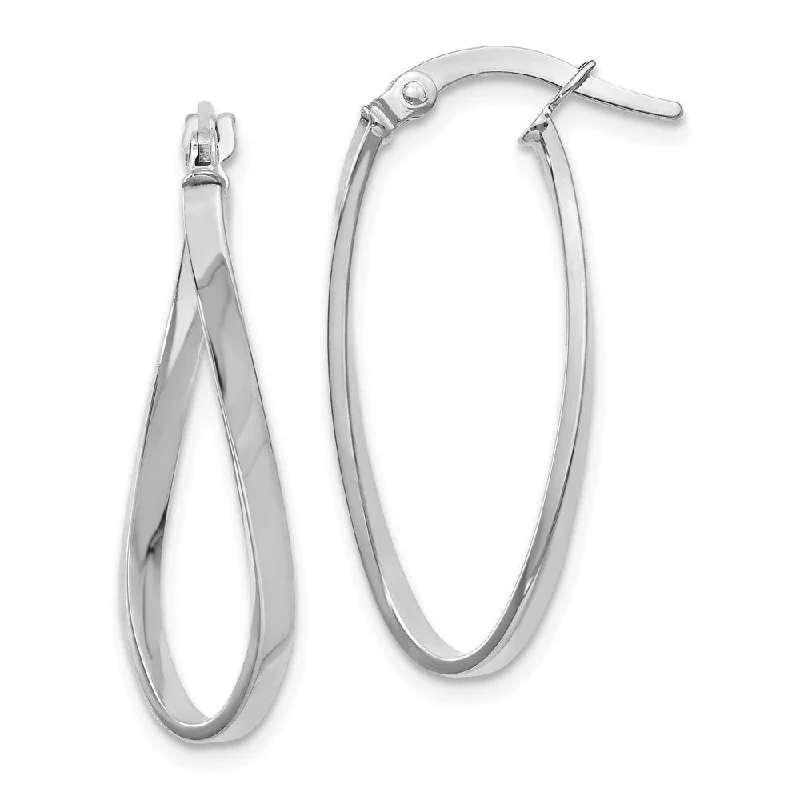 heart-shaped earrings for women -1.8mm Twisted Oval Hoop Earrings in 14k White Gold, 26mm (1 Inch)