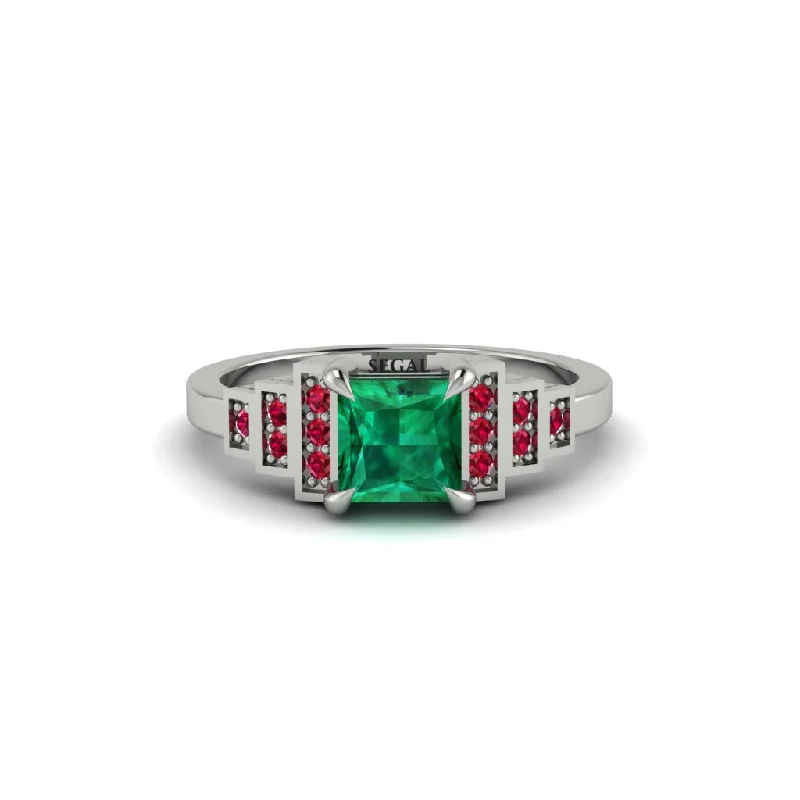 Emerald Geometric Princess Cut Engagement Ring - Thea No. 51