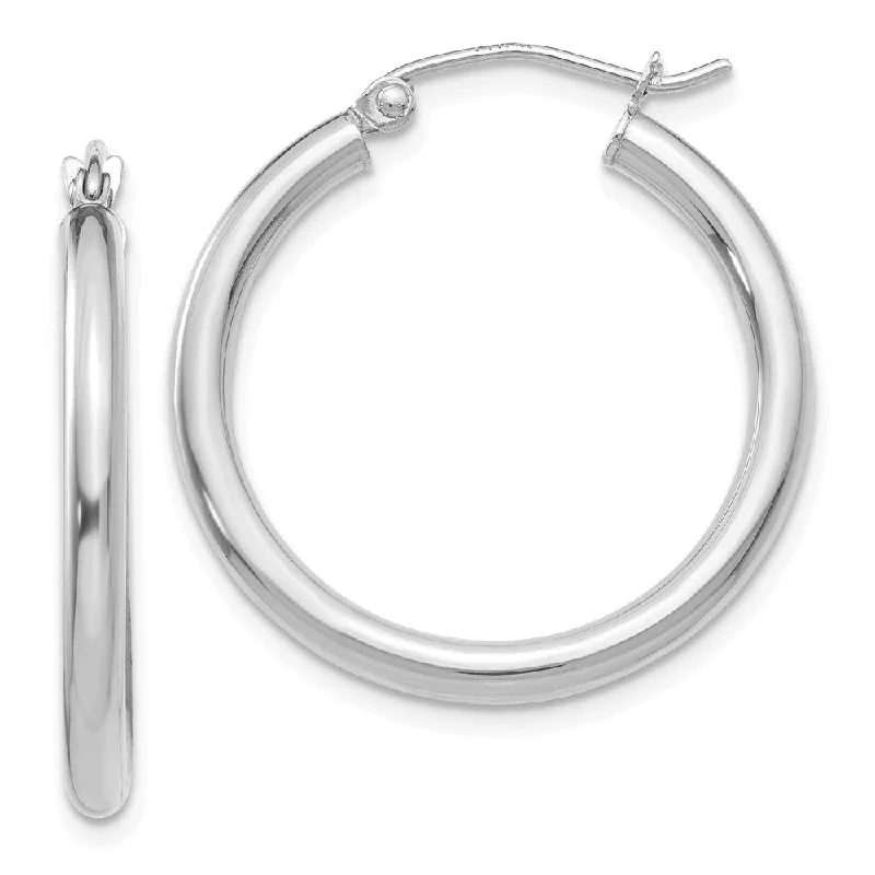 modern earrings for women -2.5mm x 25mm 14k White Gold Classic Round Hoop Earrings