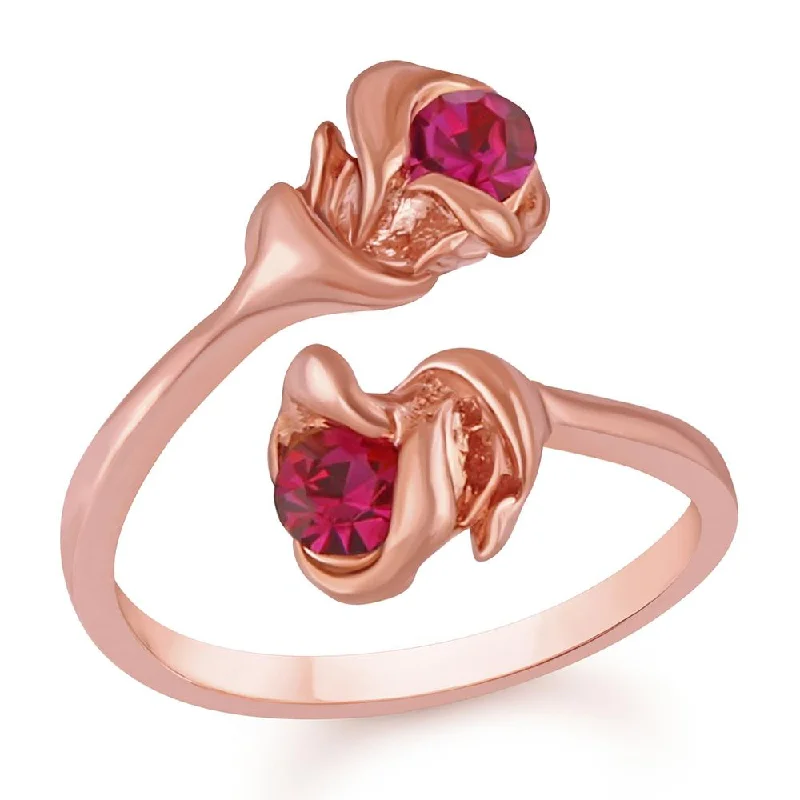 minimalist rings for women -Darshana Jewels Rose Gold Plated Austrian Stone Adjustable Ring