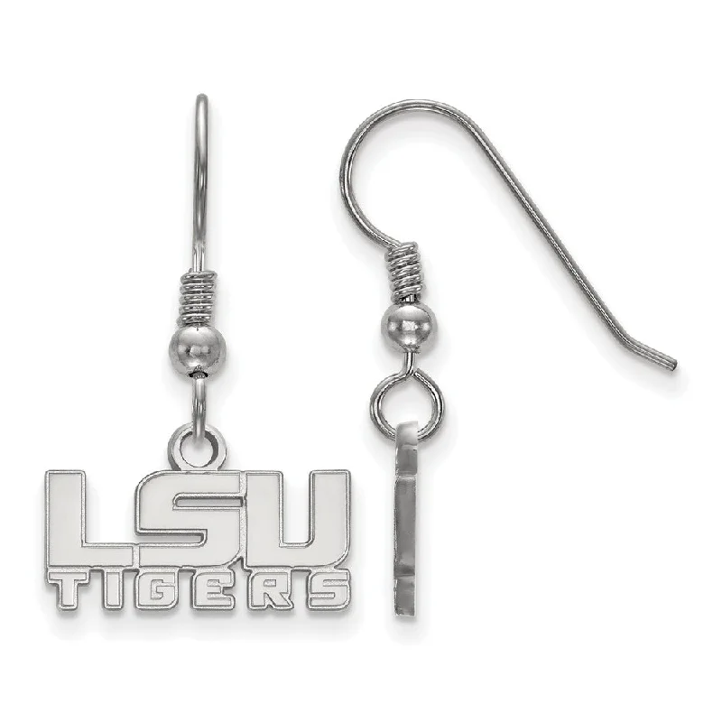 dainty earrings for women -Sterling Silver Louisiana State University XS (Tiny) Dangle Earrings