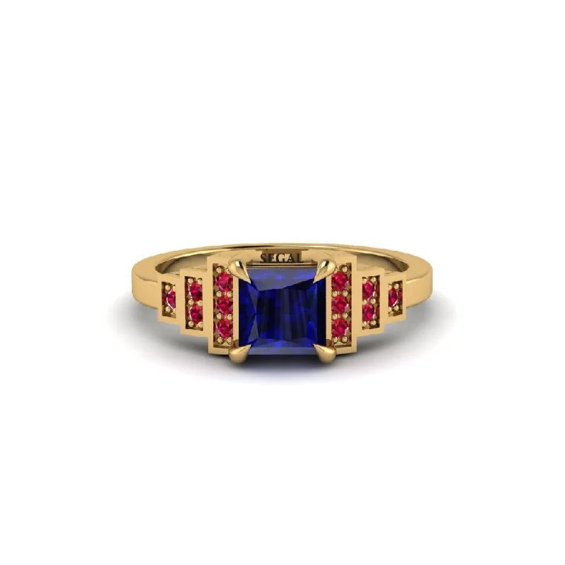 Sapphire Geometric Princess Cut Engagement Ring - Thea No. 58