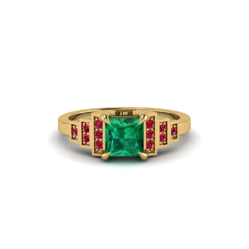 Emerald Geometric Princess Cut Engagement Ring - Thea No. 49