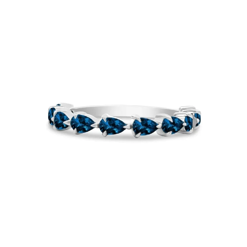 aesthetic rings for women -Petite Blue Sapphire Chasing Pear