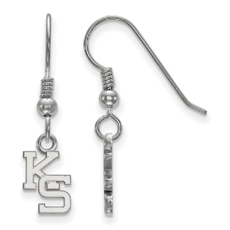 huggie earrings for women -Sterling Silver Kansas State University XS (Tiny) Dangle Earrings