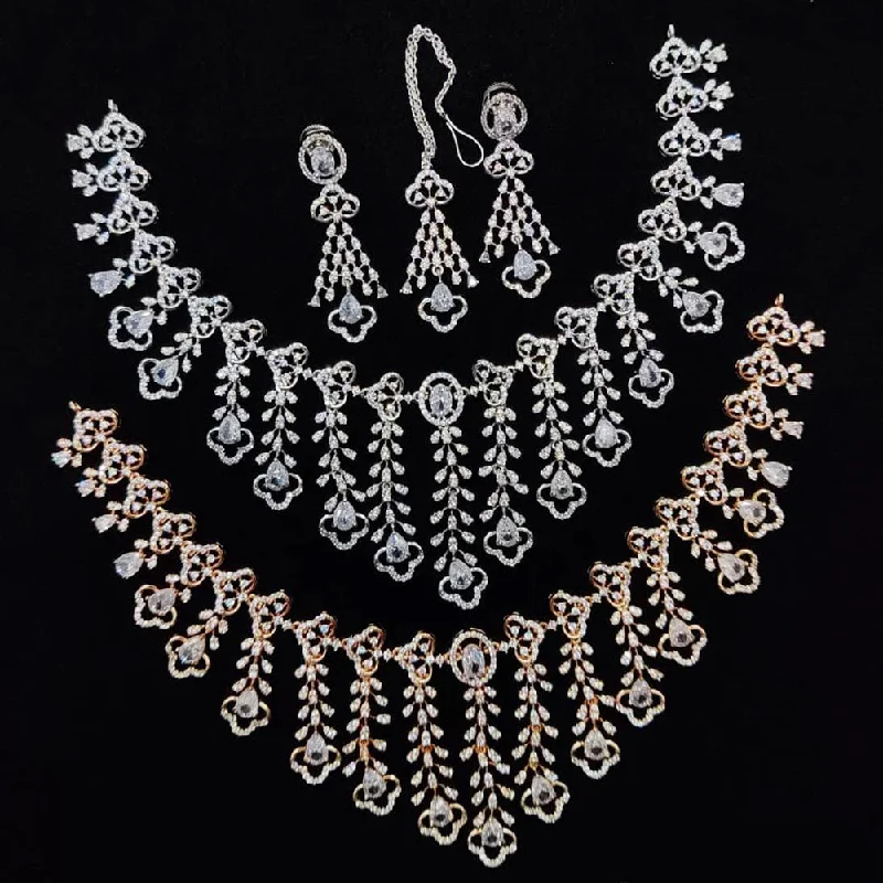 vintage-inspired necklaces for women -Kavita Art American Diamond Necklace Set