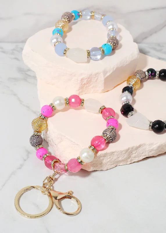 unique handcrafted bracelets -Colorful Stone Keychain Bracelet