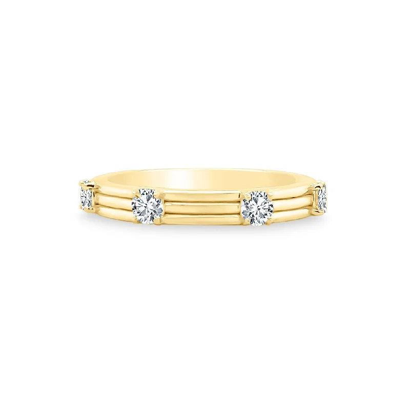 star-shaped rings for women -Triple Row Diamond Station Band