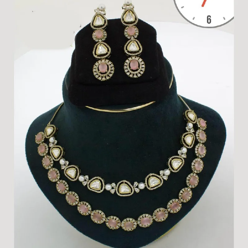 chain necklaces for women -Manisha Jewellery Gold Plated American Diamond Necklace Set