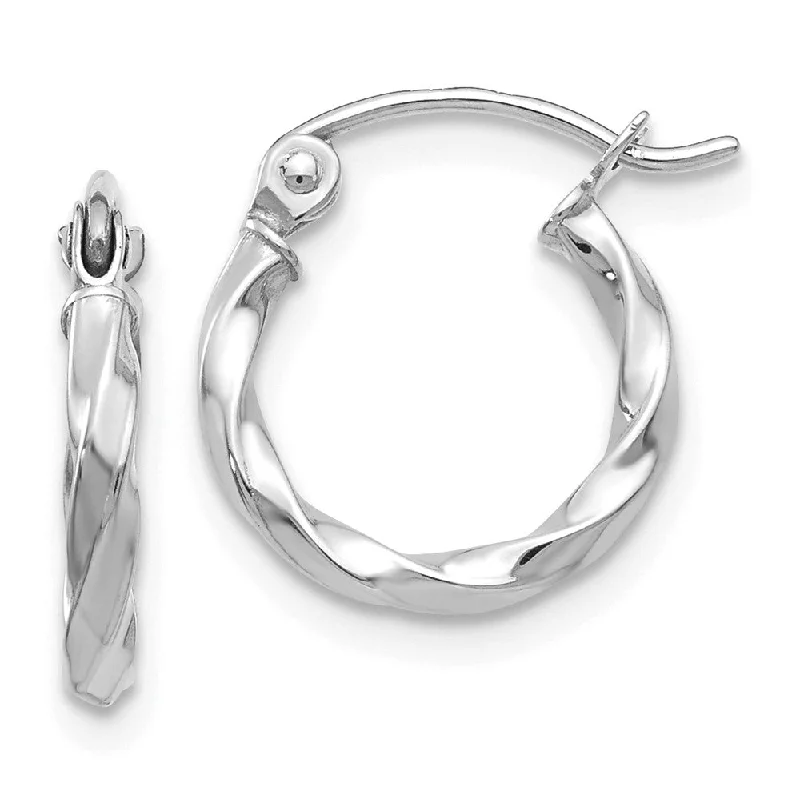 unique handcrafted earrings -2mm, Twisted 14k White Gold Round Hoop Earrings, 12mm (7/16 Inch)