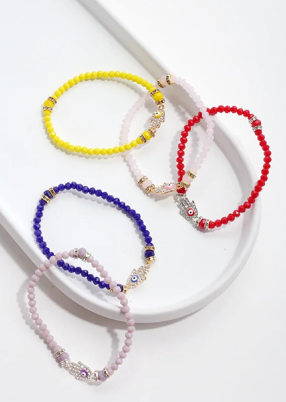 heart-shaped bracelets for women -Hamsa Hand Bead Bracelet