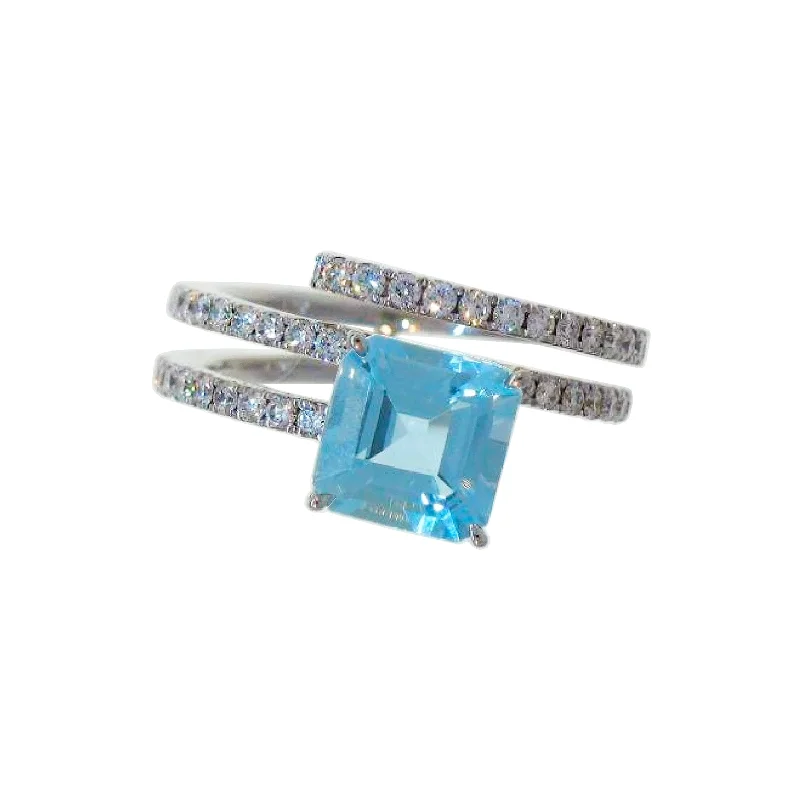 modern minimalist rings for women -Aquamarine & Diamond Wrap Ring