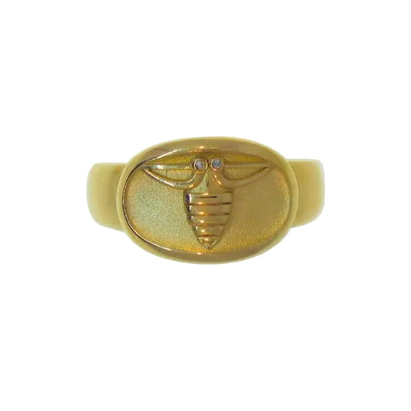 dainty rings for women -Diamond Amore Bee Signet Ring