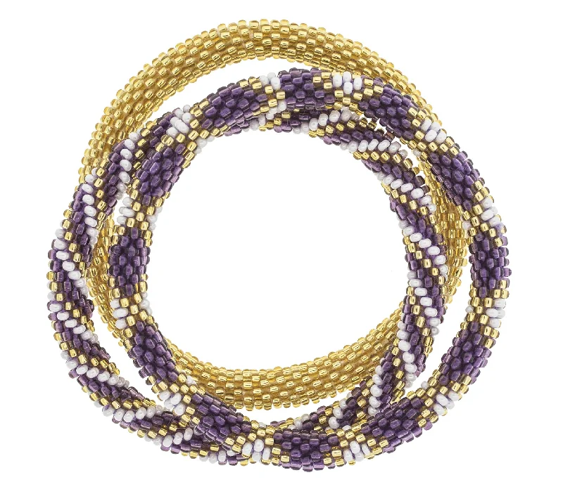 beaded charm bracelets for women -Game Day Roll-On® Bracelets <br> Purple & Gold