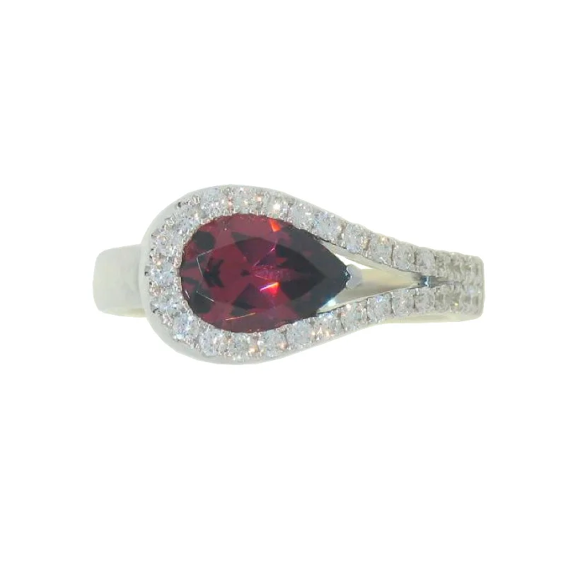 star-shaped rings for women -Garnet & Diamond Lasso Ring