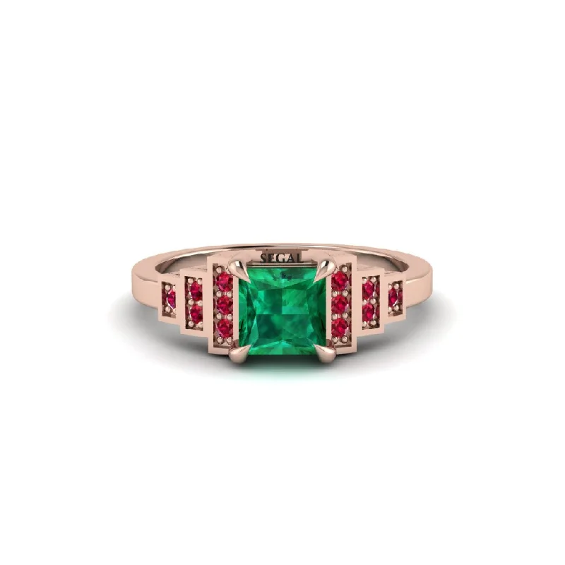 Emerald Geometric Princess Cut Engagement Ring - Thea No. 50