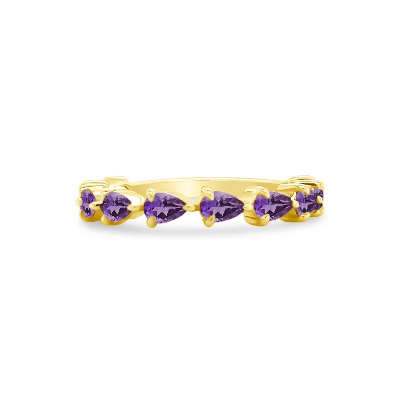 heart-shaped rings for women -Large Amethyst Chasing Pear Band