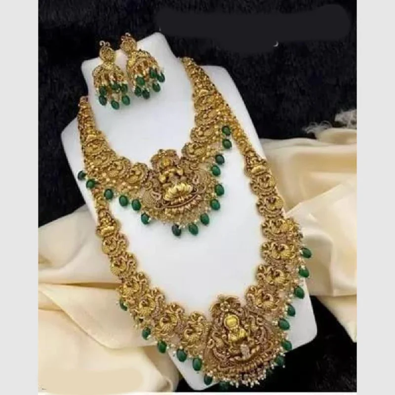 delicate chain necklaces for women -Manisha Jewellery Gold  Plated Beads Temple Necklace Combo